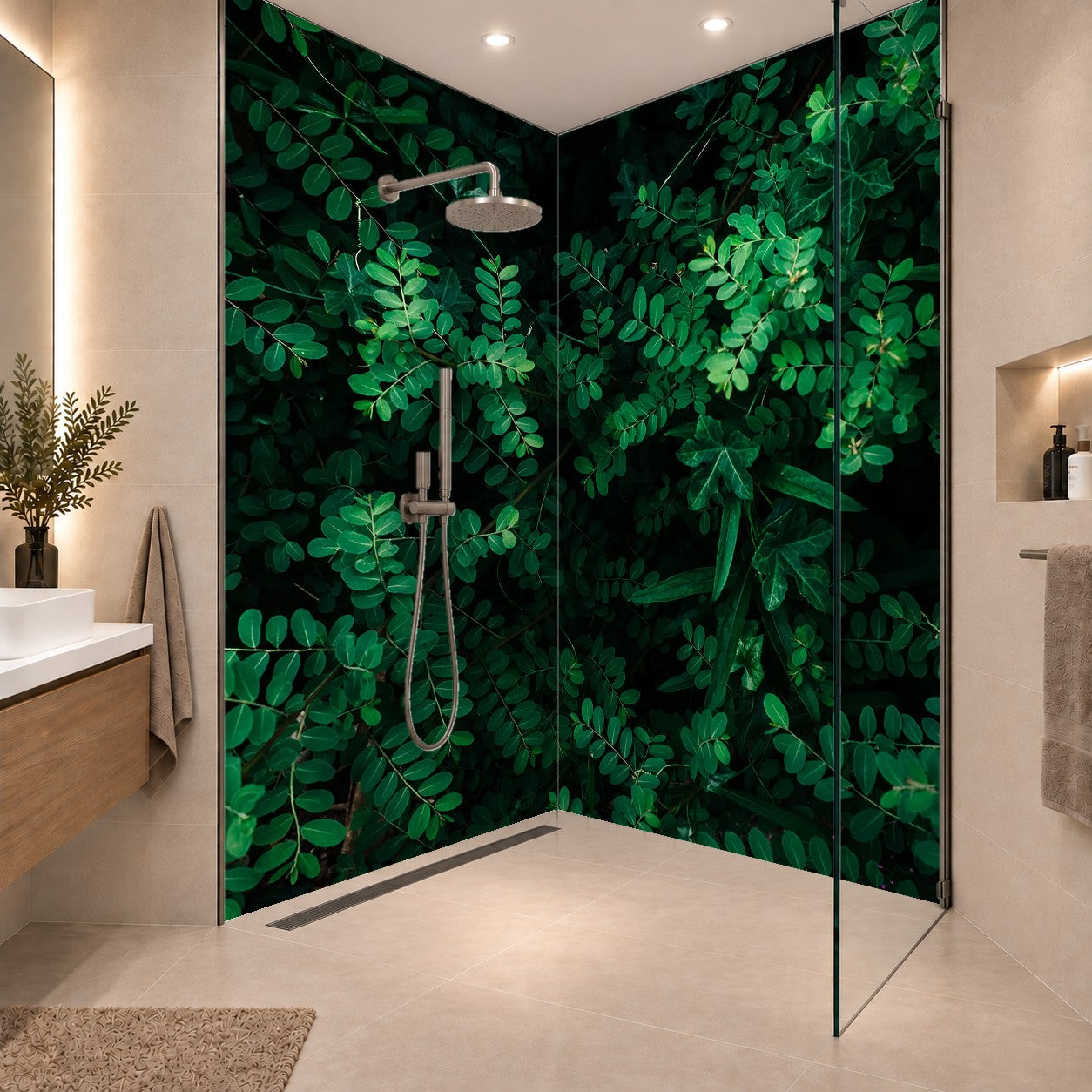 summer floral with tropical green leaves Concept . Foliage Green greenery with leaves and flowers. can be used for display or enter text and montage anything your . Background image Lo-key tones, zwei Platten
