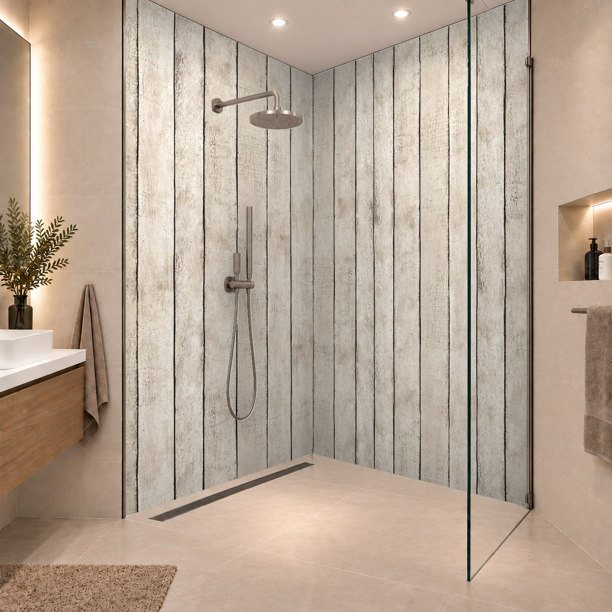 Wooden wall background Holzwandhintergrund natur unbehandelt, zwei Platten
