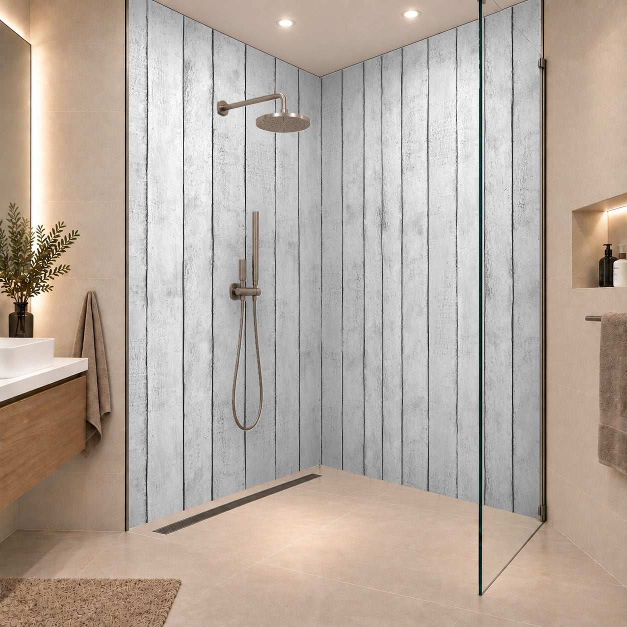 Wooden wall background Holzwandhintergrund natur unbehandelt schwarz weiß, zwei Platten