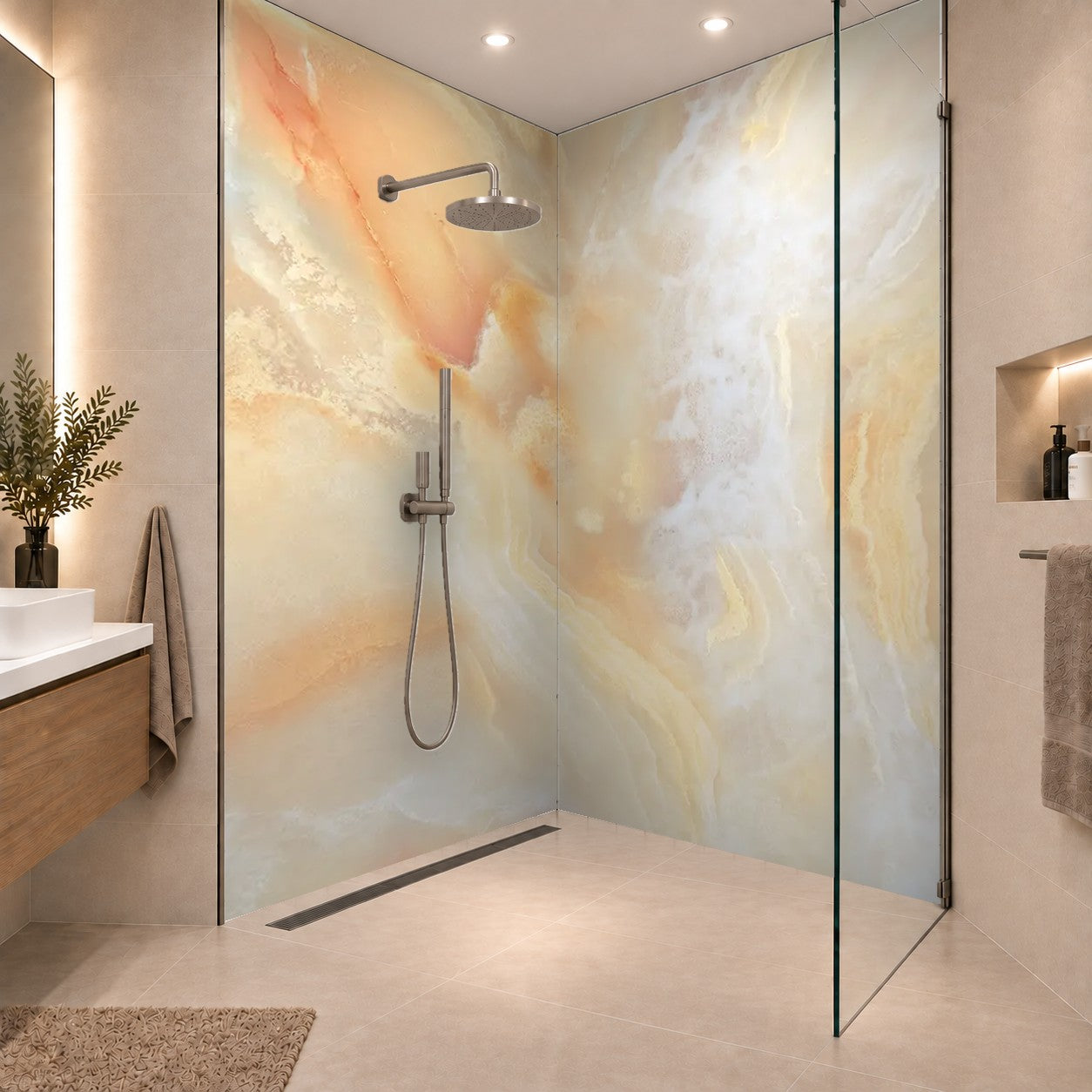 Brauner beige abstrakter Marmor Granit Natursandstein Textur abstrakter Marmorhintergrund, zwei Platten