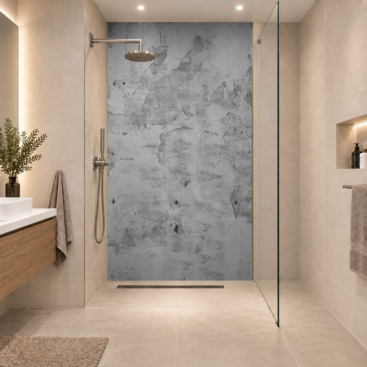 Sichtbeton Grau Hellgrau Sichtbetonwand 3D, eine Platte