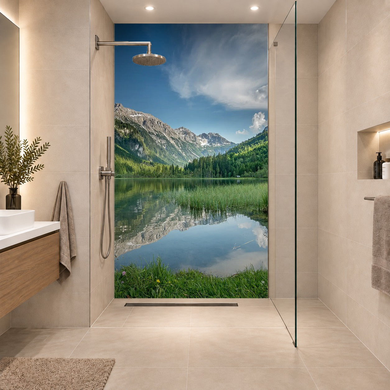 Reservour at Mur in Hintermuhr, Austria and mountains in Ankogelgruppe, High Tauern, eine Platte