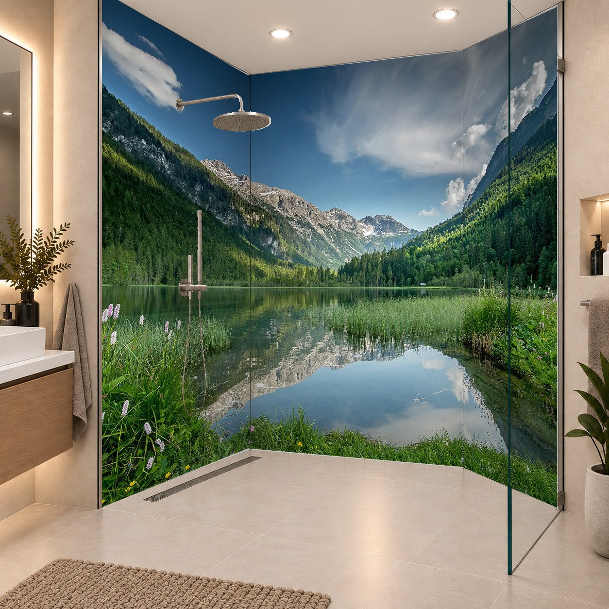 Reservour at Mur in Hintermuhr, Austria and mountains in Ankogelgruppe, High Tauern, drei Platten