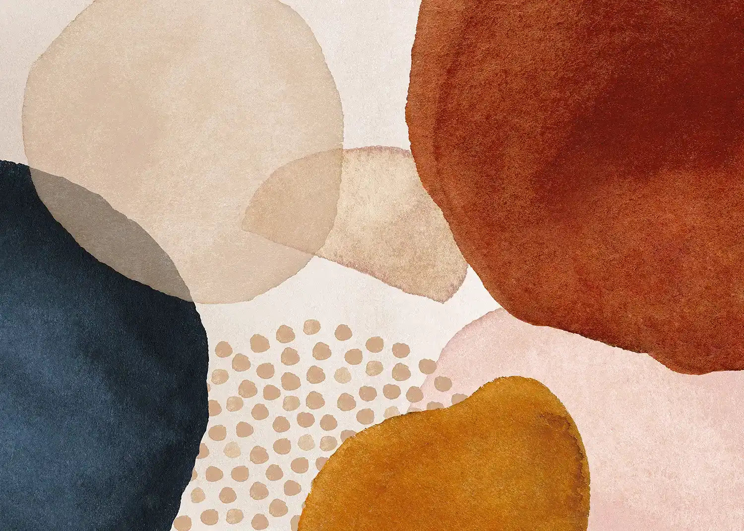 Border. Terracotta, orange, blush, pink, ivory, beige watercolor Illustration and gold elements, on white background. Abstract modern print set. Logo. Wall art. Poster. Business card