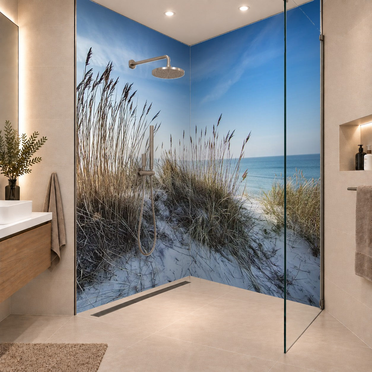 Dünengras am Strand Sonnenaufgang am meer, zwei Platten