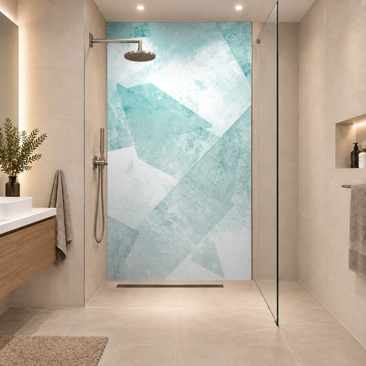 Mosaiksteine - türkis und weiß Abstrakter Hintergrund Design, eine Platte