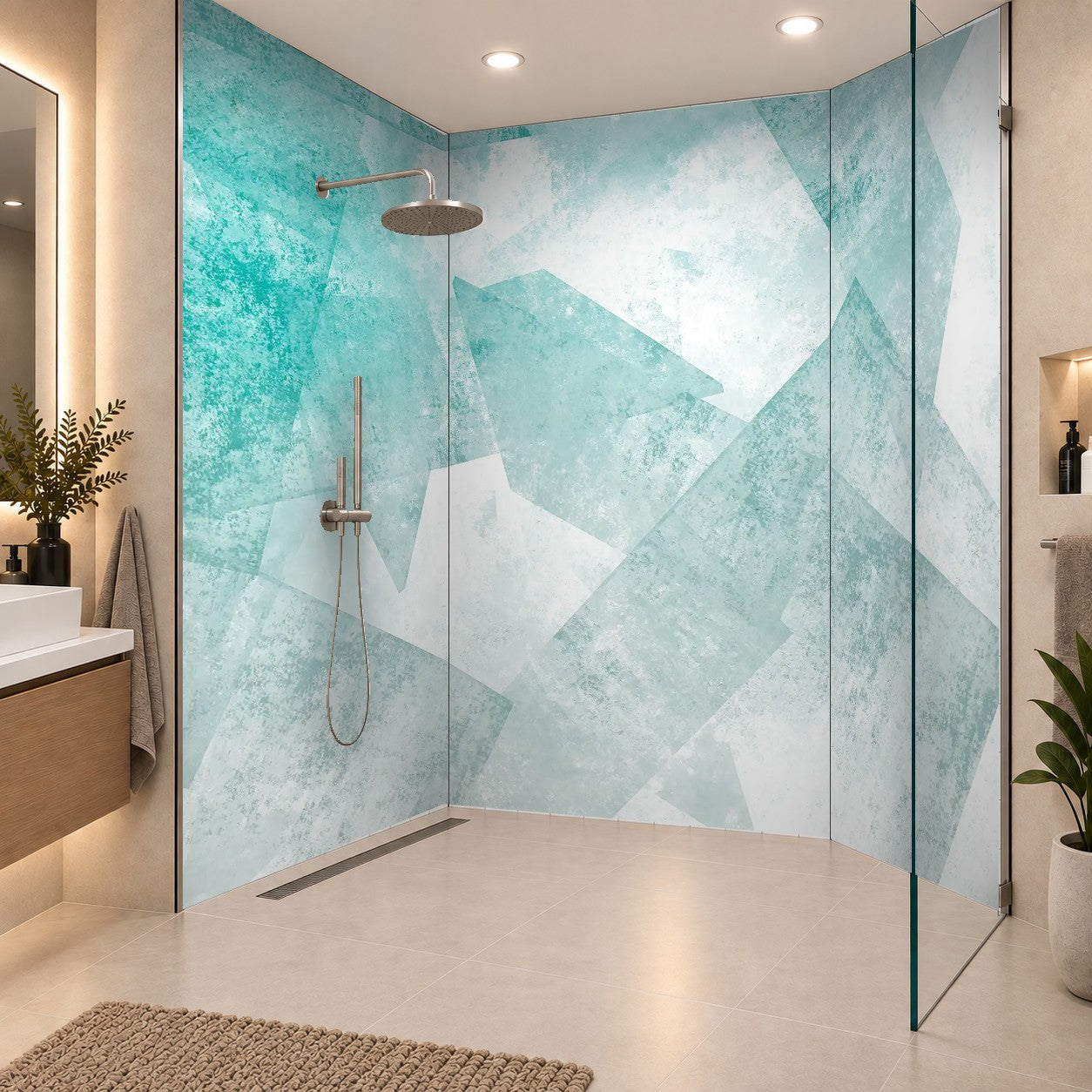 Mosaiksteine - türkis und weiß Abstrakter Hintergrund Design, drei Platten