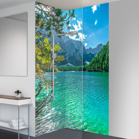 Duschrückwand "Südtirol Bergsee"
