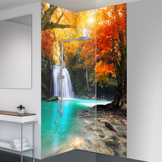 Duschrückwand "Smaragd Wasserfall"